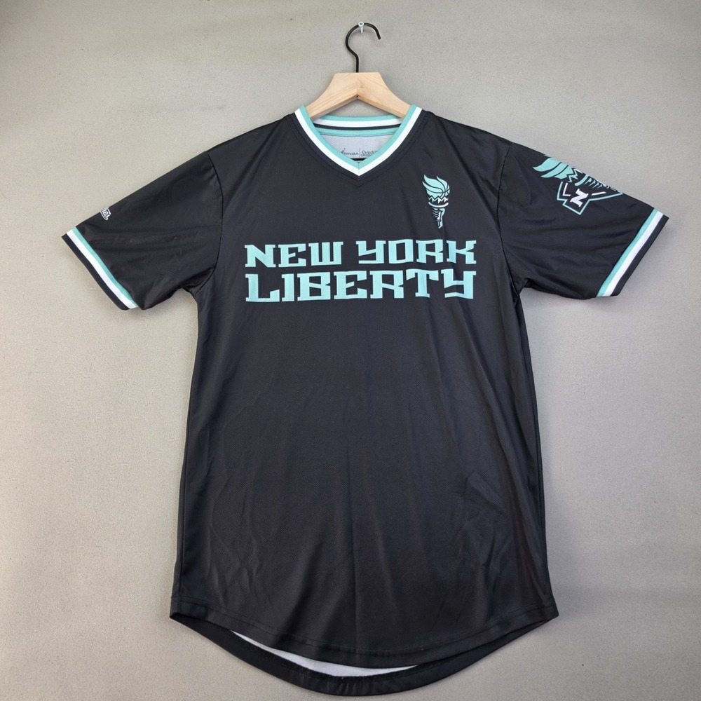 New York Liberty Jersey Womens Small Black WNBA Stitches V Neck Basketball Shirt